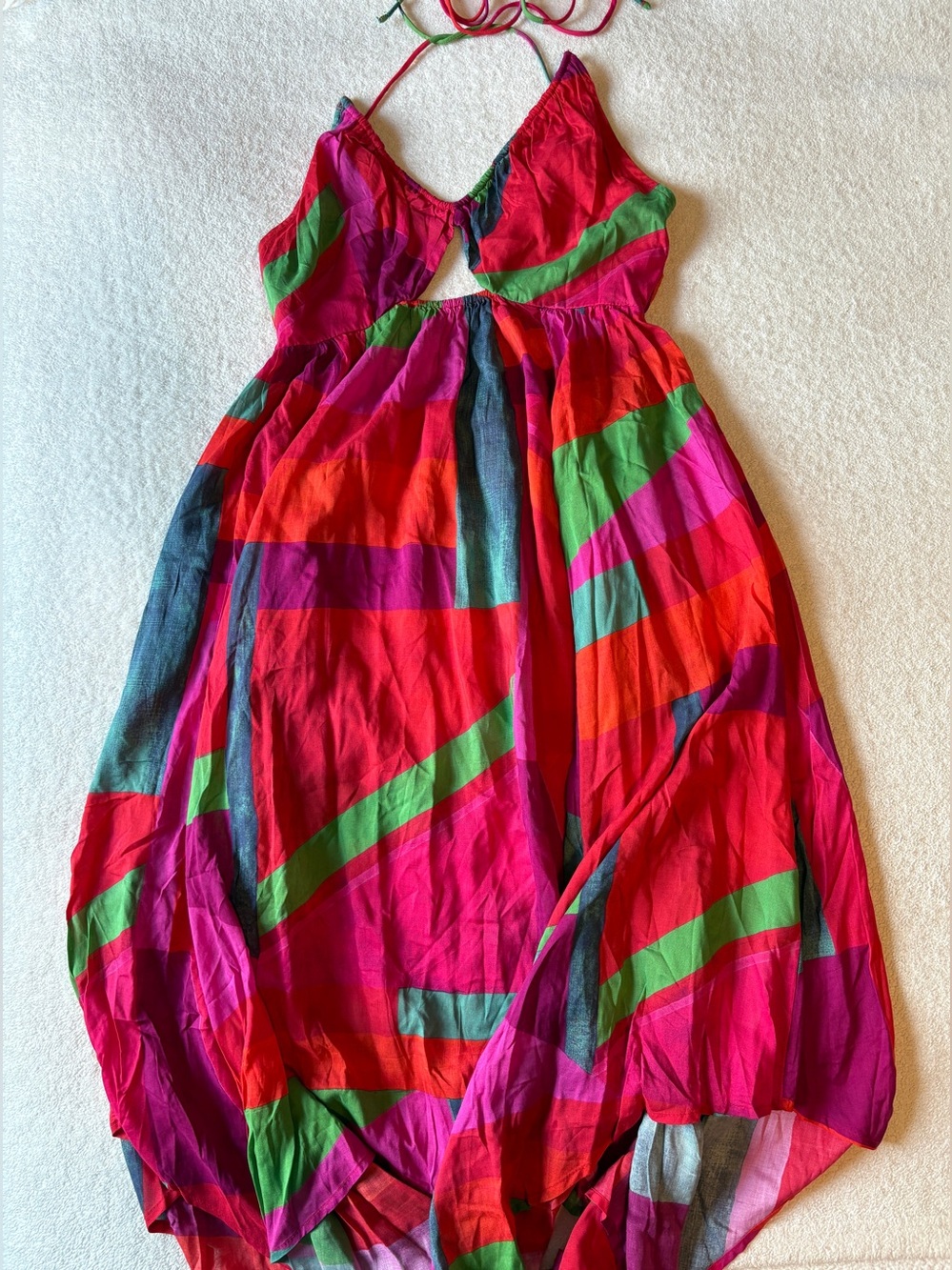 Anthropologie NWT Colorful Sheer Dress, Neck Tie. Size XXS